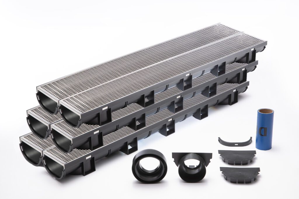 Trench and Channel Drain Kit with Stainless Steel Grate