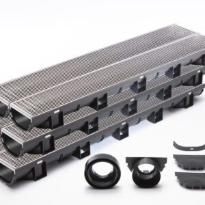 Trench and Channel Drain Kit with Stainless Steel Grate